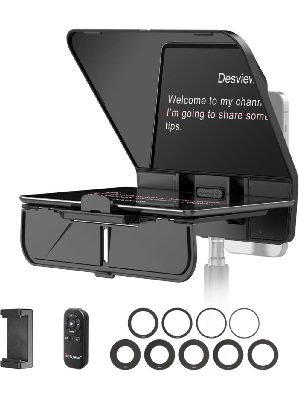 Teleprompter for Smartphone & Tablet, Durable Glass, Bluetooth Remote, Vlogging